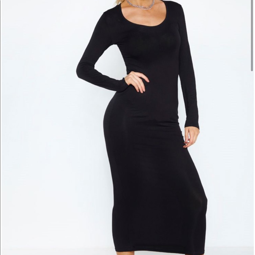 Black Midaxi Long Sleeve Dress